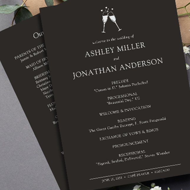 Elegant Modern Simple Elements Wedding Programme (Creator Uploaded)