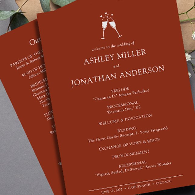 Elegant Modern Simple Elements Wedding Programme (Creator Uploaded)
