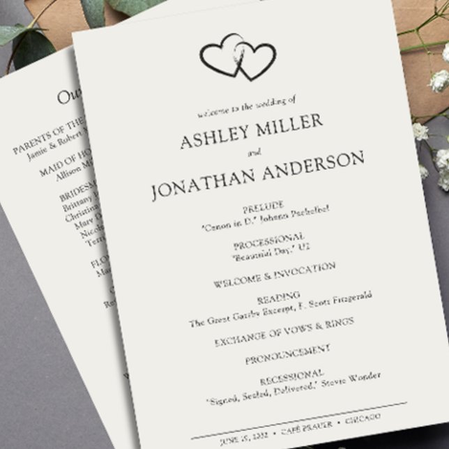 Elegant Modern Simple Elements Wedding Programme (Creator Uploaded)