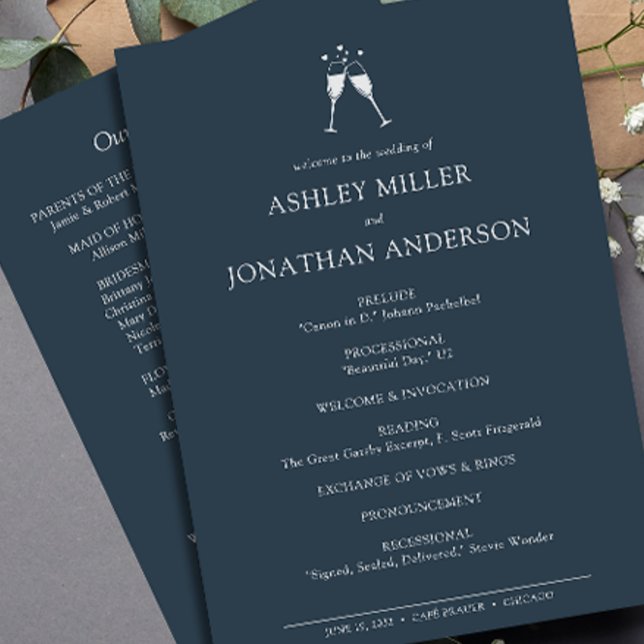 Elegant Modern Simple Elements Wedding Programme (Creator Uploaded)