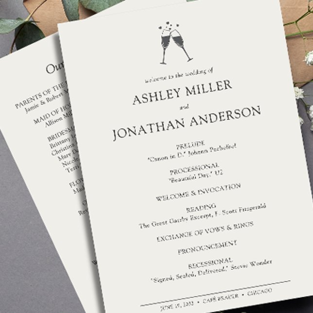 Elegant Modern Simple Elements Wedding Programme (Creator Uploaded)