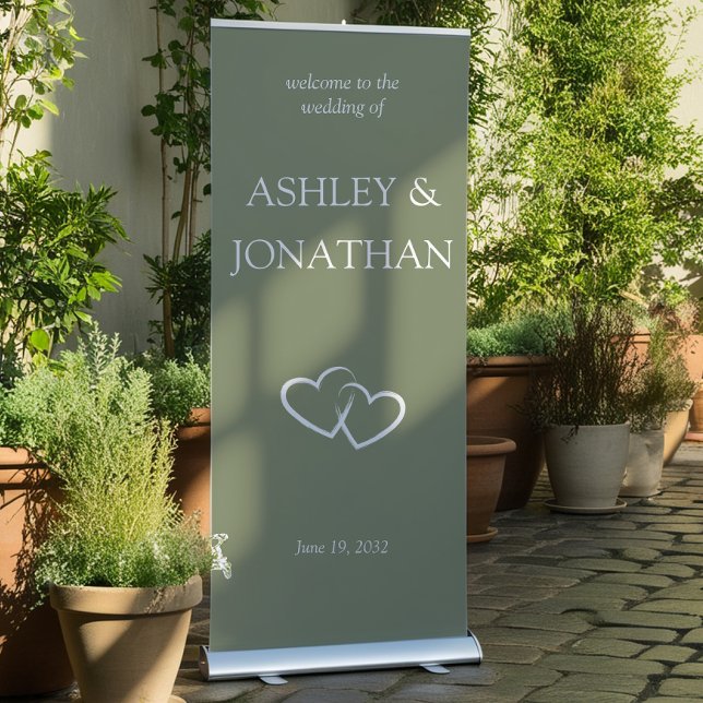 Elegant Modern Simple Elements Wedding Welcome Retractable Banner (Creator Uploaded)