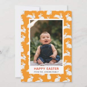 Elegant Modern Simple Flower Happy Easter Photo Holiday Card