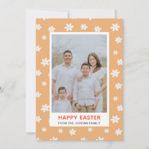 Elegant Modern Simple Flower Happy Easter Photo Holiday Card