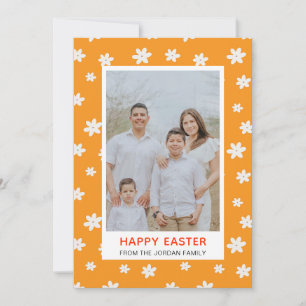 Elegant Modern Simple Flower Happy Easter Photo Holiday Card