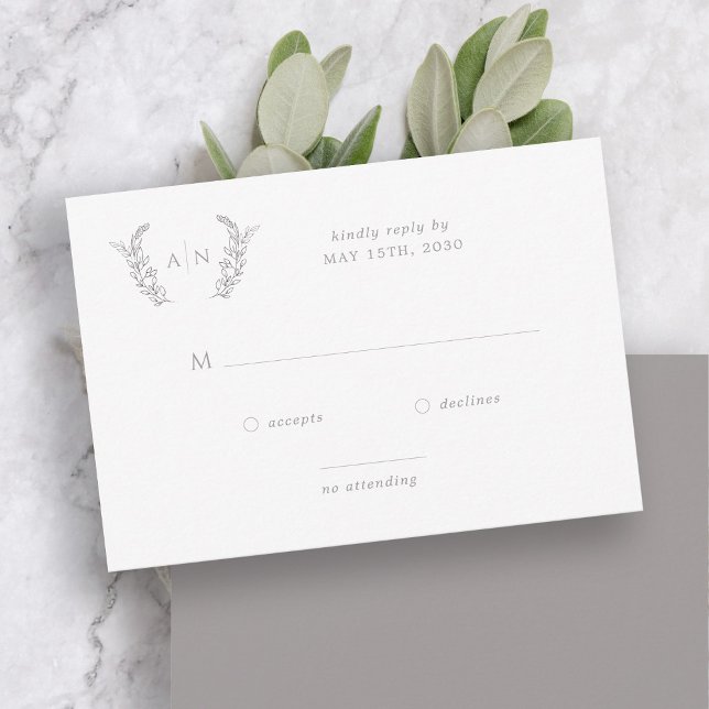 Elegant modern simple formal monogram wedding RSVP Card (Creator Uploaded)