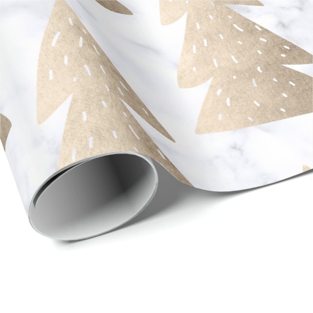 Elegant modern simple gold Christmas tree pattern Wrapping Paper (Roll Corner)