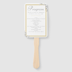 Elegant Modern Simple Gold Frame Wedding Program Hand Fan
