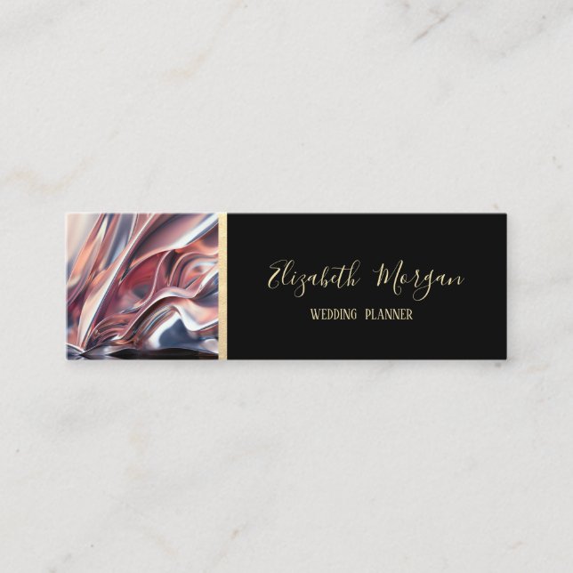 Elegant Modern Simple,Gold Stripe,Black,Abstract Mini Business Card (Front)