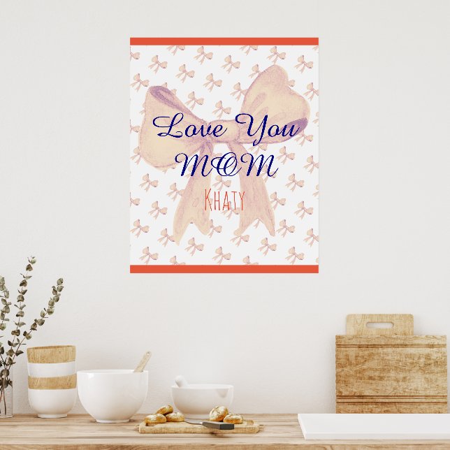 Elegant Modern Simple Love You Mum Mothers Day Poster (Kitchen)