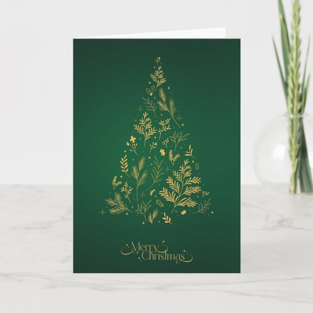 Elegant Modern Simple Minimalist Christmas Tree Card (Front)