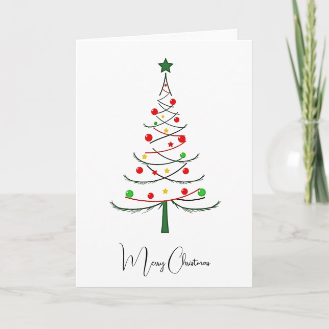 Elegant Modern Simple Minimalist Christmas Tree Card (Front)