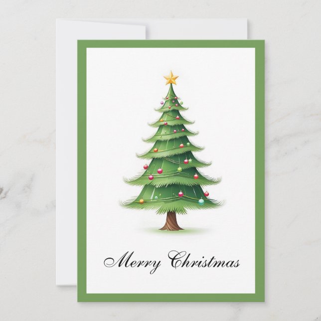 Elegant Modern Simple Minimalist Christmas Tree  Holiday Card (Front)