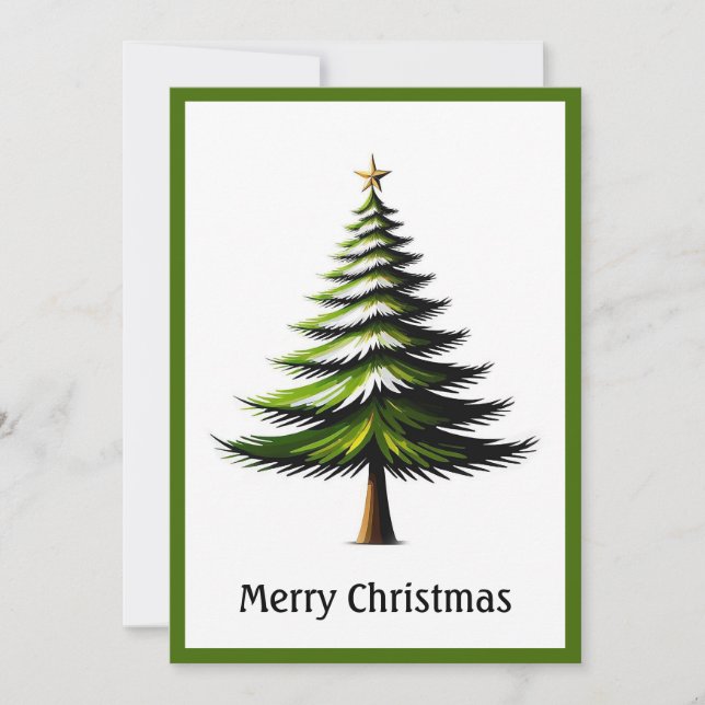Elegant Modern Simple Minimalist Christmas Tree  Holiday Card (Front)