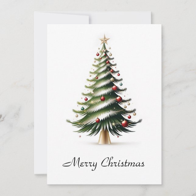 Elegant Modern Simple Minimalist Christmas Tree  Holiday Card (Front)
