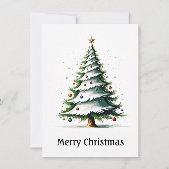 Elegant Modern Simple Minimalist Christmas Tree  Holiday Card (Front)