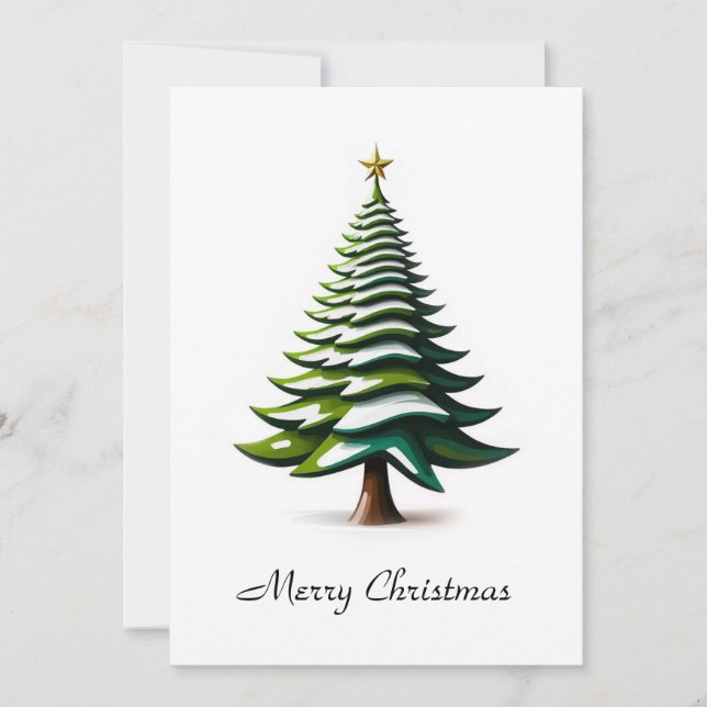 Elegant Modern Simple Minimalist Christmas Tree  Holiday Card (Front)