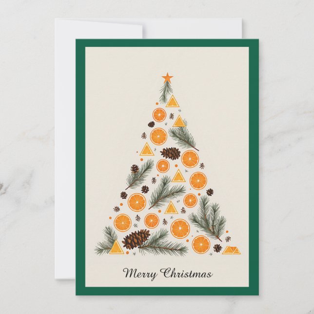Elegant Modern Simple Minimalist Christmas Tree  Holiday Card (Front)