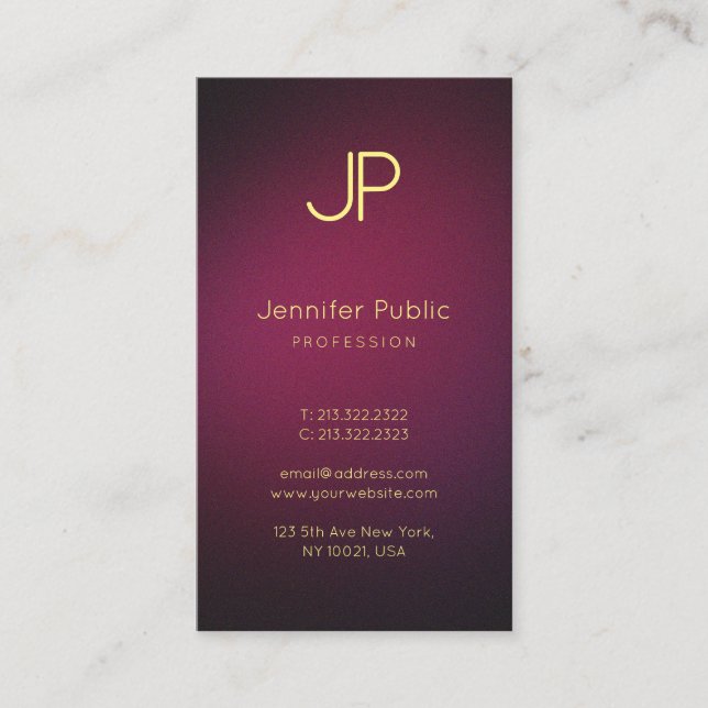 Elegant Modern Simple Monogram Professional Wine Business Card (Front)
