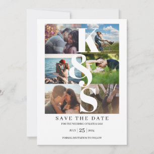 Elegant Modern Simple Photo Collage Name Initials Save The Date