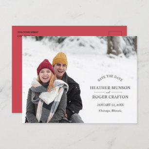 Elegant Modern Simple Photo Wedding Save the Date Announcement Postcard