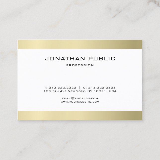 Elegant Modern Simple Plain Gold Look Trendy Luxe Business Card (Front)