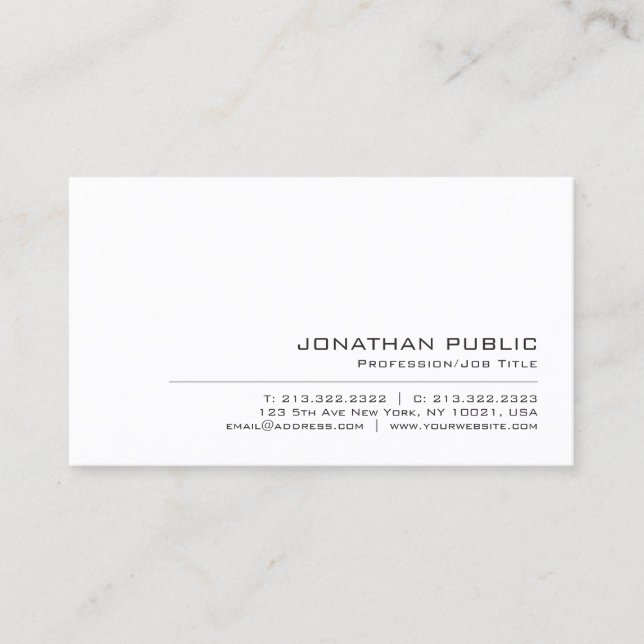 Elegant Modern Simple Professional Create Your Own Business Card (Front)
