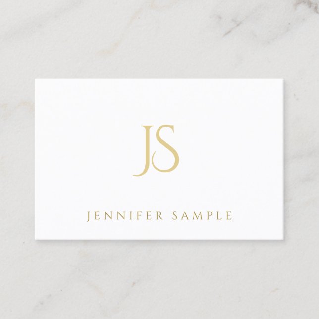 Elegant Modern Simple Professional Gold Monogram Business Card (Front)