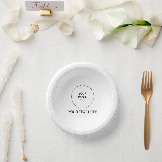 Elegant Modern Simple Round Template Cute Paper Plate (Wedding)