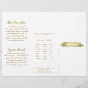 Elegant Modern Simple Salon Gold Trifold Brochure