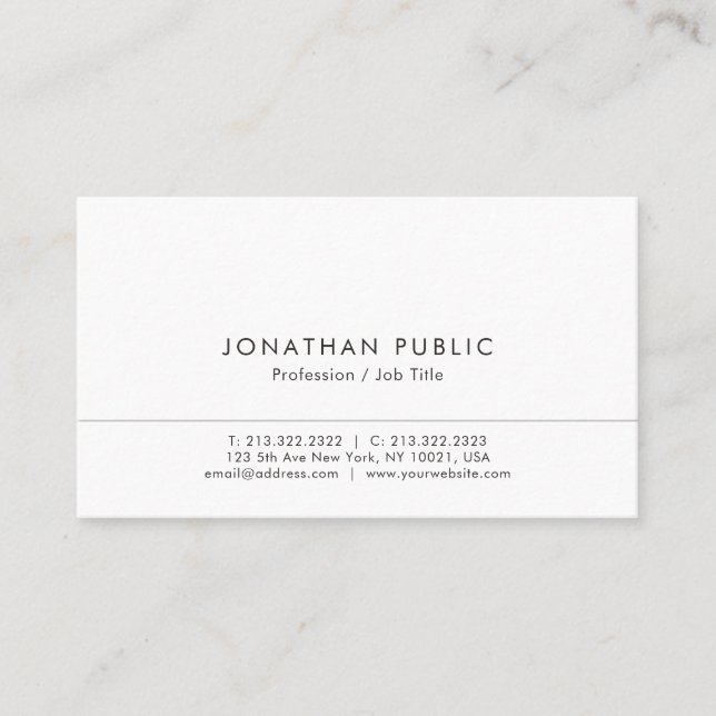 Elegant Modern Simple Template Create Your Own Business Card (Front)