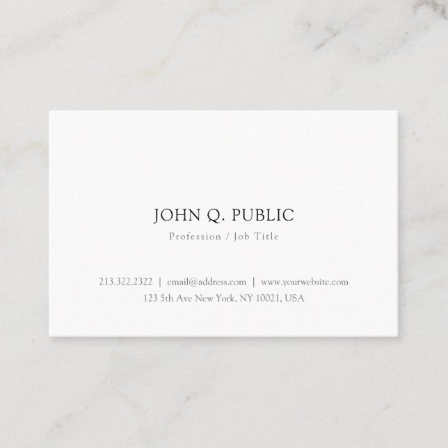 Elegant Modern Simple Template Minimalistic Top Business Card (Front)