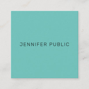 Elegant Modern Simple Template Trendy Light Teal Square Business Card