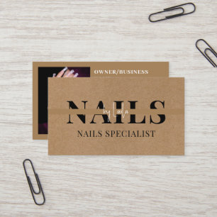 Elegant Modern Simple Typography Nail Artist Business Card