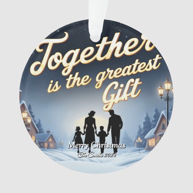 Elegant Modern Simple Vintage Family Christmas Ornament (Front)
