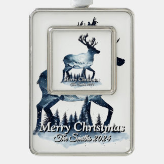 Elegant Modern Simple Vintage Family Christmas Silver Plated Framed Ornament