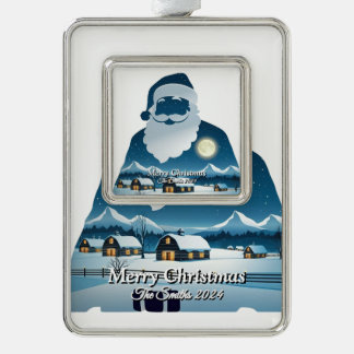 Elegant Modern Simple Vintage Family Christmas Silver Plated Framed Ornament