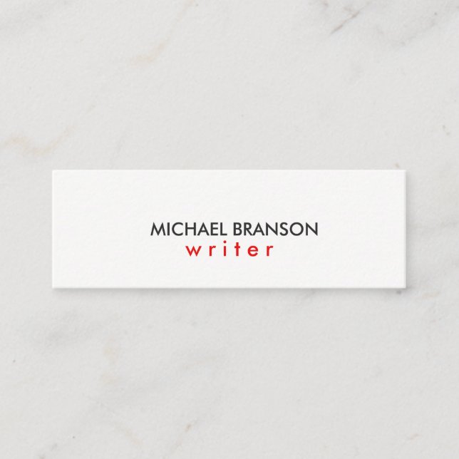 Elegant Modern Simple white RED Minimalist Mini Business Card (Front)