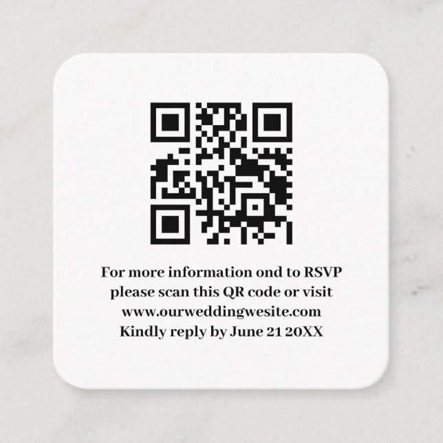 Elegant Modern Simple White Wedding QR Code RSVP Enclosure Card (Front)