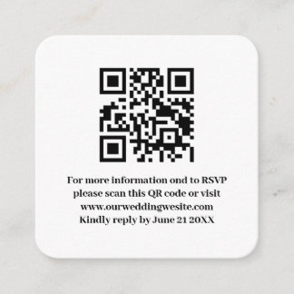 Elegant Modern Simple White Wedding QR Code RSVP Enclosure Card