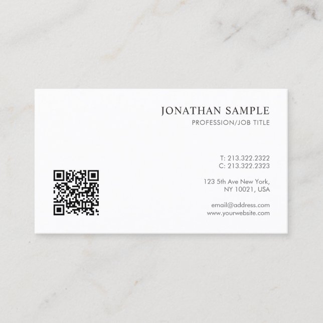 Elegant Modern Sleek Design Template QR Code Business Card (Front)