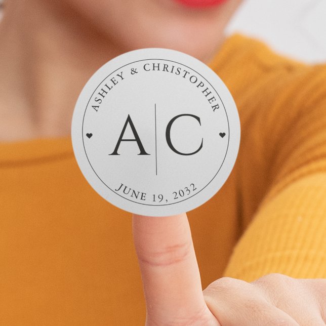 Elegant Modern Smoke Black Wedding Classic Round Sticker (Creator Uploaded)