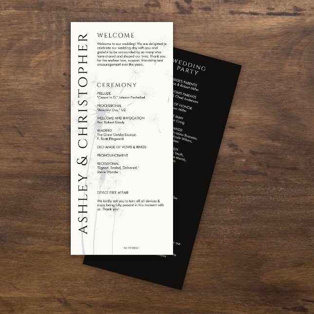 Elegant Modern Smoke Black Wedding Programme (Creator Uploaded)
