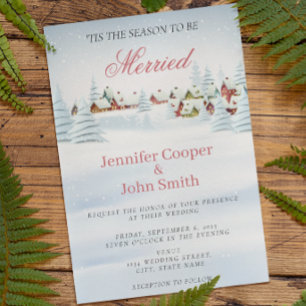 Elegant Modern Snowfall Christmas Winter Wedding Invitation