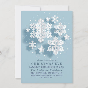 Elegant Modern Snowflake Holiday CHRISTMAS EVE Invitation