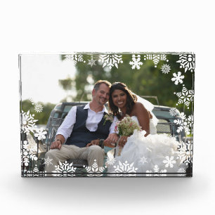 Elegant modern snowflake pattern wedding photo block