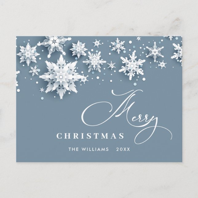 Elegant Modern Snowflakes Christmas Holiday Postcard (Front)