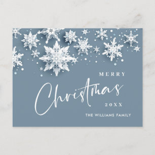Elegant Modern Snowflakes Christmas Holiday Postcard