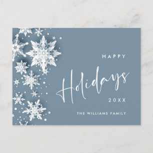 Elegant Modern Snowflakes Christmas Holiday Postcard