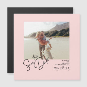 Elegant Modern Soft Pink Save the Date Photo Magnetic Invitation